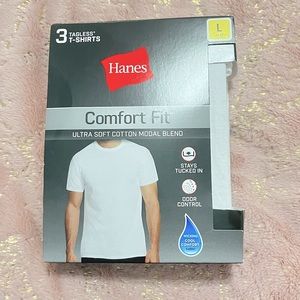 Men’s Large 42-44” Hanes Comfort Fit Ultra Soft T-Shirts 3-Pack White Crew Neck